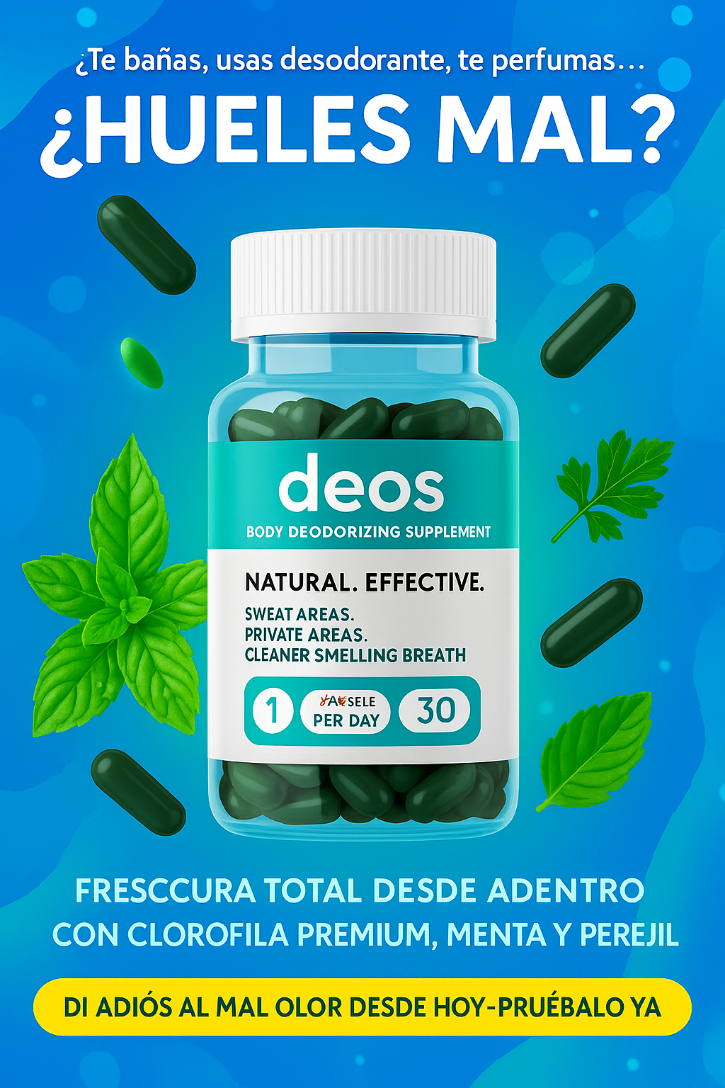 DEOS® Elimina los olores  desde adentro,en todas partes.