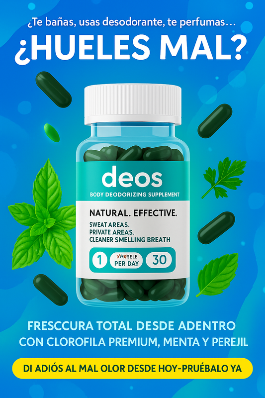 DEOS® Elimina los olores  desde adentro,en todas partes.